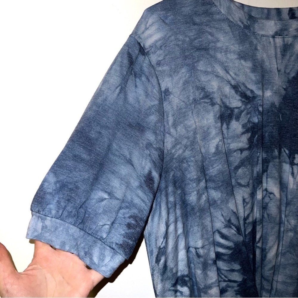 Como Vintage Blue Tie Dye Front Twist Knot T-shirt Top Large - Picture 6 of 9